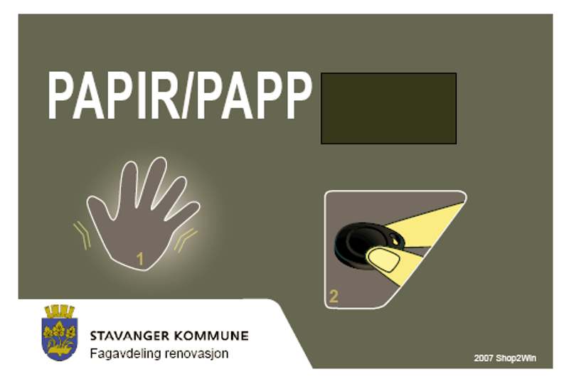 Display på nedgravd avfallscontainer.
