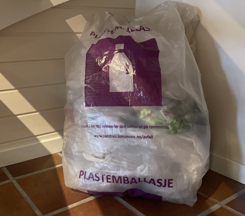 Sekk for sortering av plast