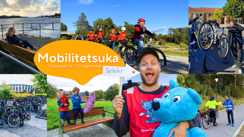 Collage av mobilitetsuka med guiden rune bjerga