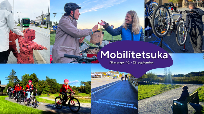 kollasj med en rekke bilder fra mobilitetsuka fra tidligere år