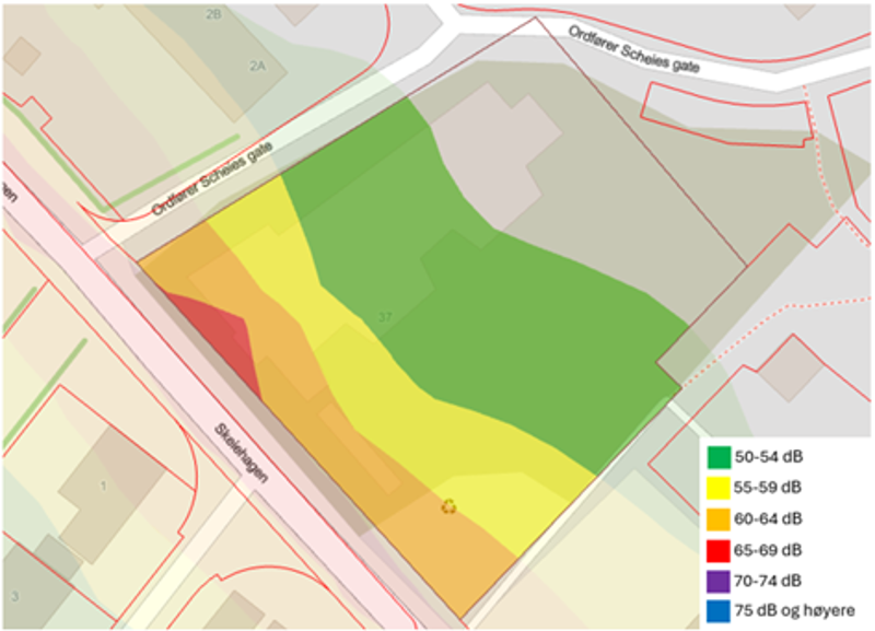 kart med støysoner for Skeiehagen barnehage