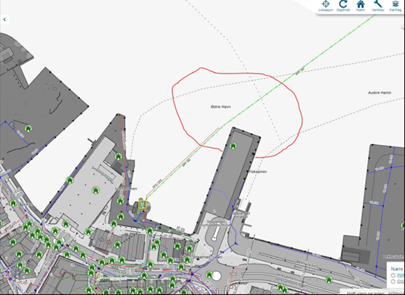Kartutsnitt Østre havn