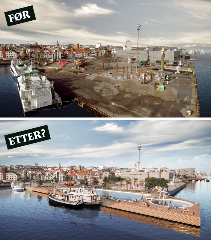 Kjeringholmen før og etter sentrumsplanen