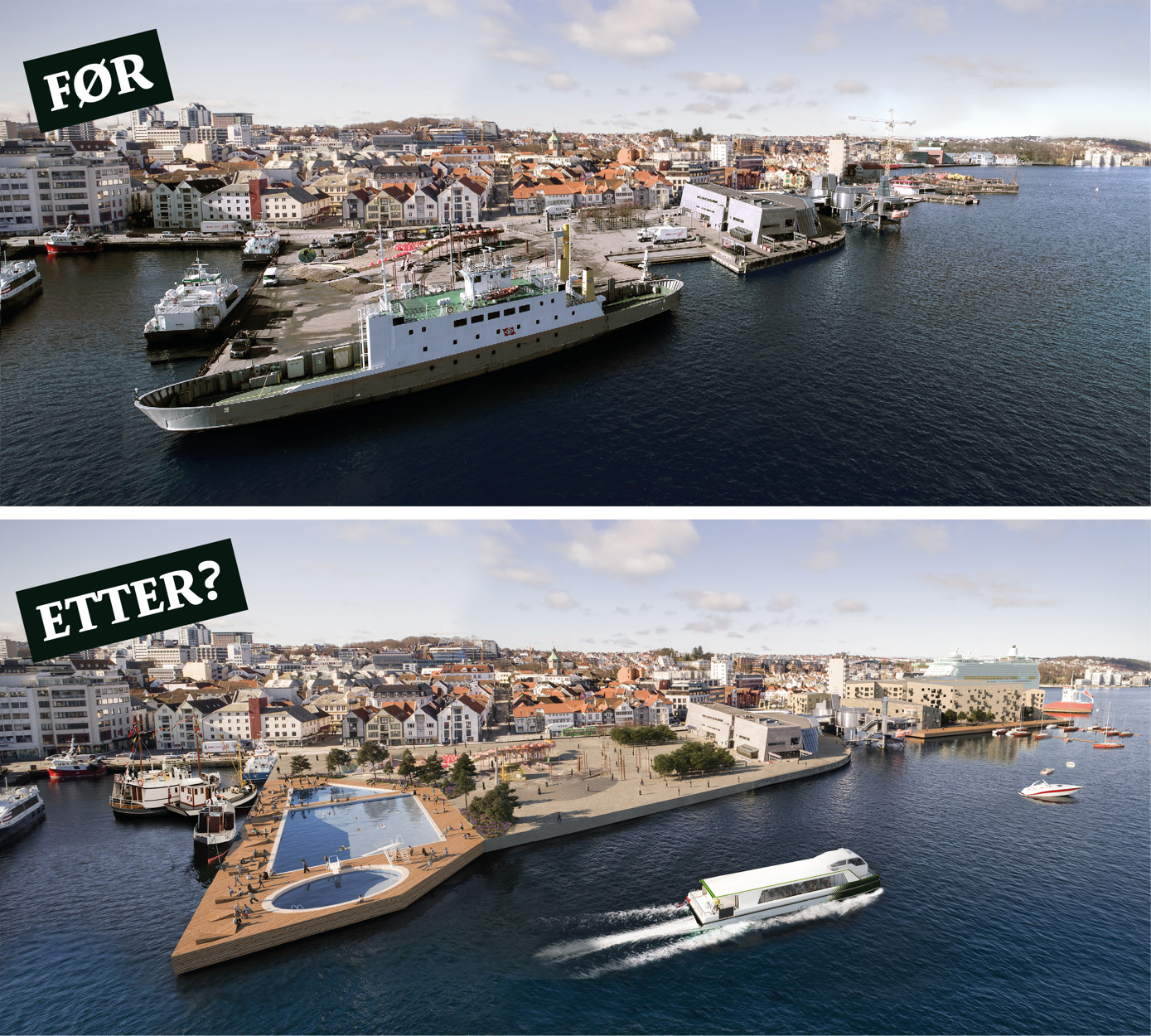 Bilde nr. 2 av Kjeringholmen før og etter sentrumsplanen