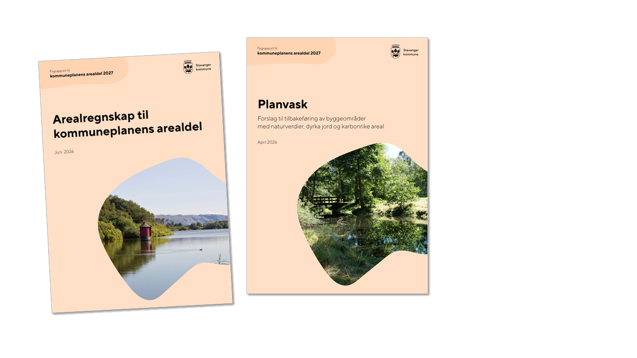 To rapportforsider: Arealregnskap og planvask