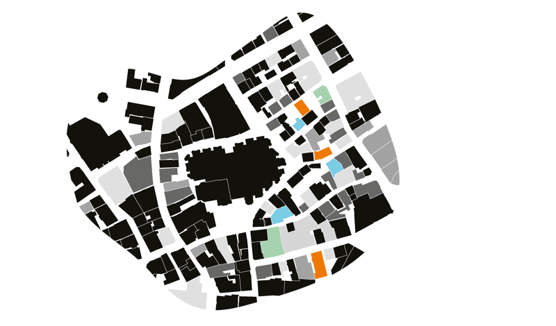 Stilisert illustrasjon av byggene i Stavanger sentrum