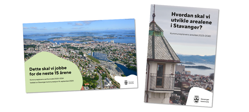 Forsidene til kommuneplanens samfunnsdel og arealdel