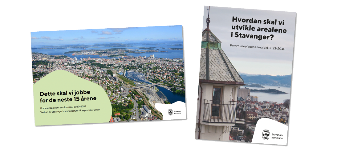 Forsidene til kommuneplanens samfunnsdel og arealdel