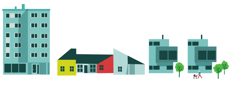 Ulike hustyper. Ill.: Berit Sømme