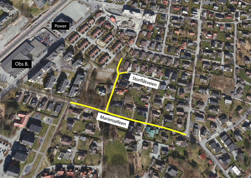 Et kart som viser hvor arbeidet skal foregå. 