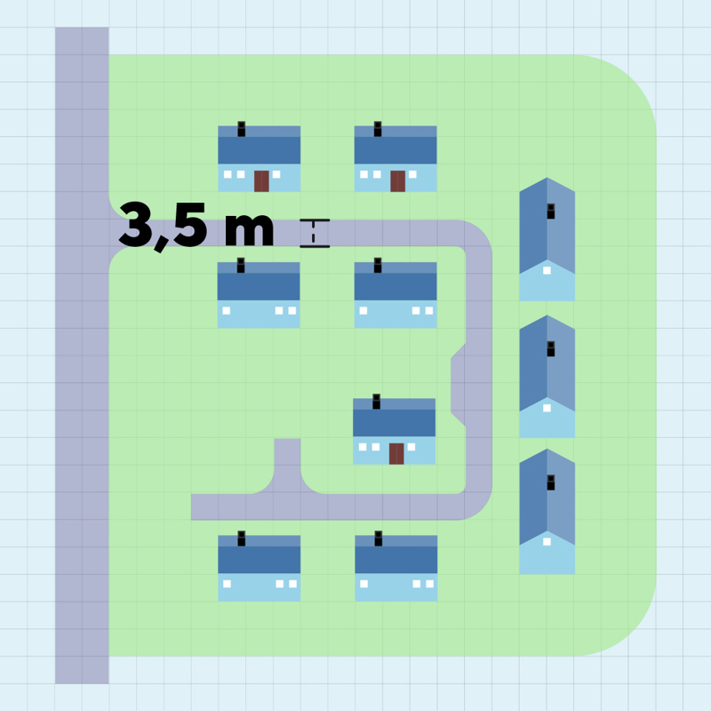 Figur som viser blindvei med 10 boliger