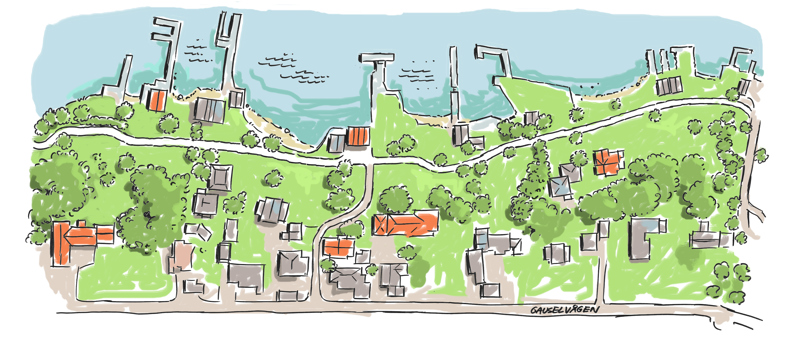 Skisse over turtstien langs Gandsfjorden, sett ovenfra.