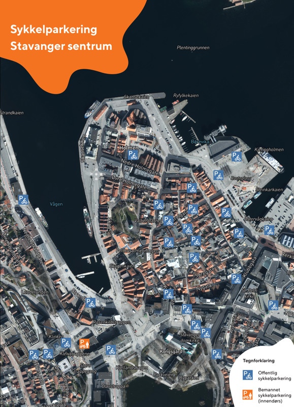 kart over sykkelparkering i sentrum