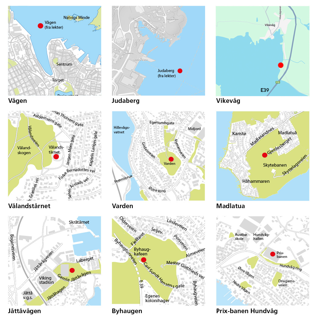 Oversikt over de ni stedene det er felles fyrverkeri i Stavanger